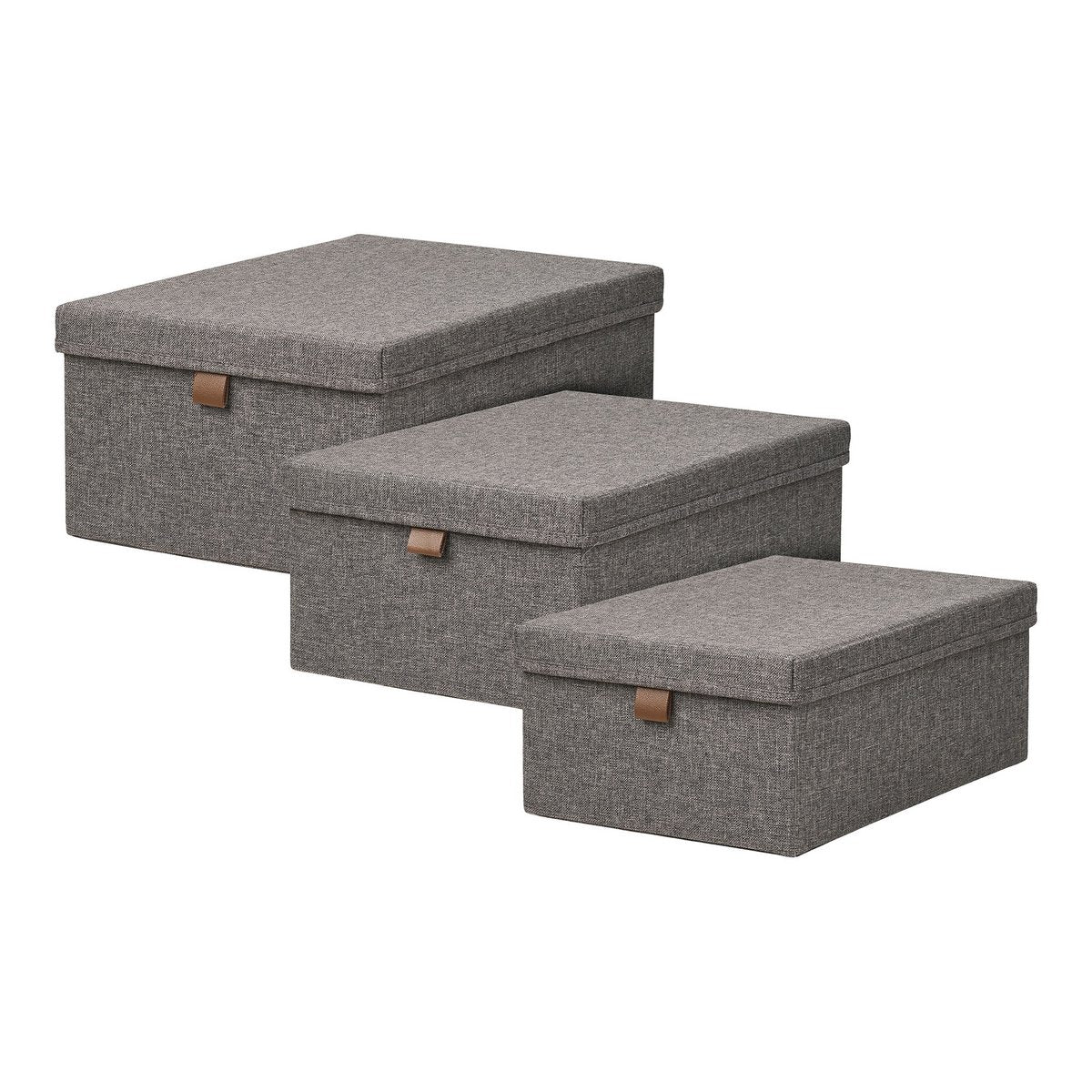 Noto Aufbewahrungsboxen, Textil, dunkelgrau, 3er-Set