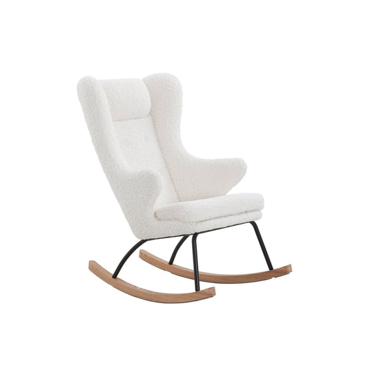 White teddy fur rocking chair