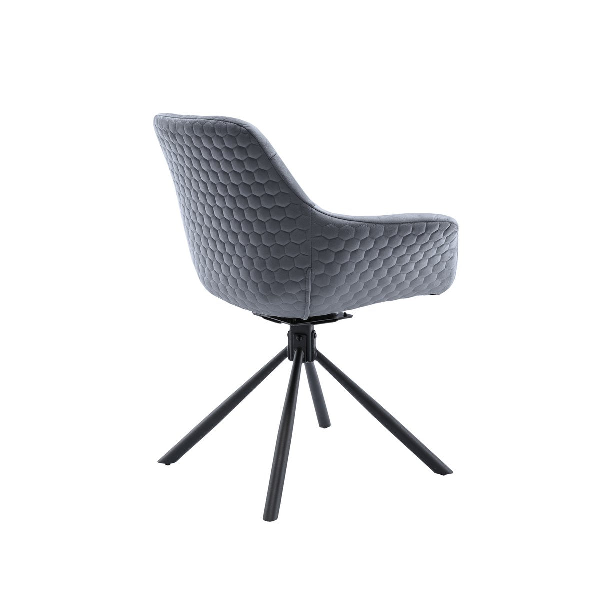 Armchair with honeycomb quilting in gray velvet