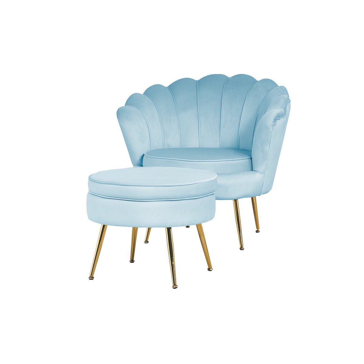 Velvet shell armchair in light grey