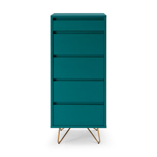 High chest of drawers with 4 drawers and 1 compartment, including mirror