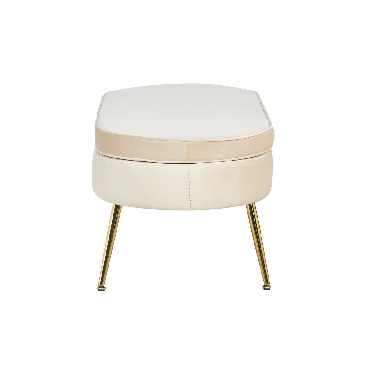 Pouf oval made of beige velvet