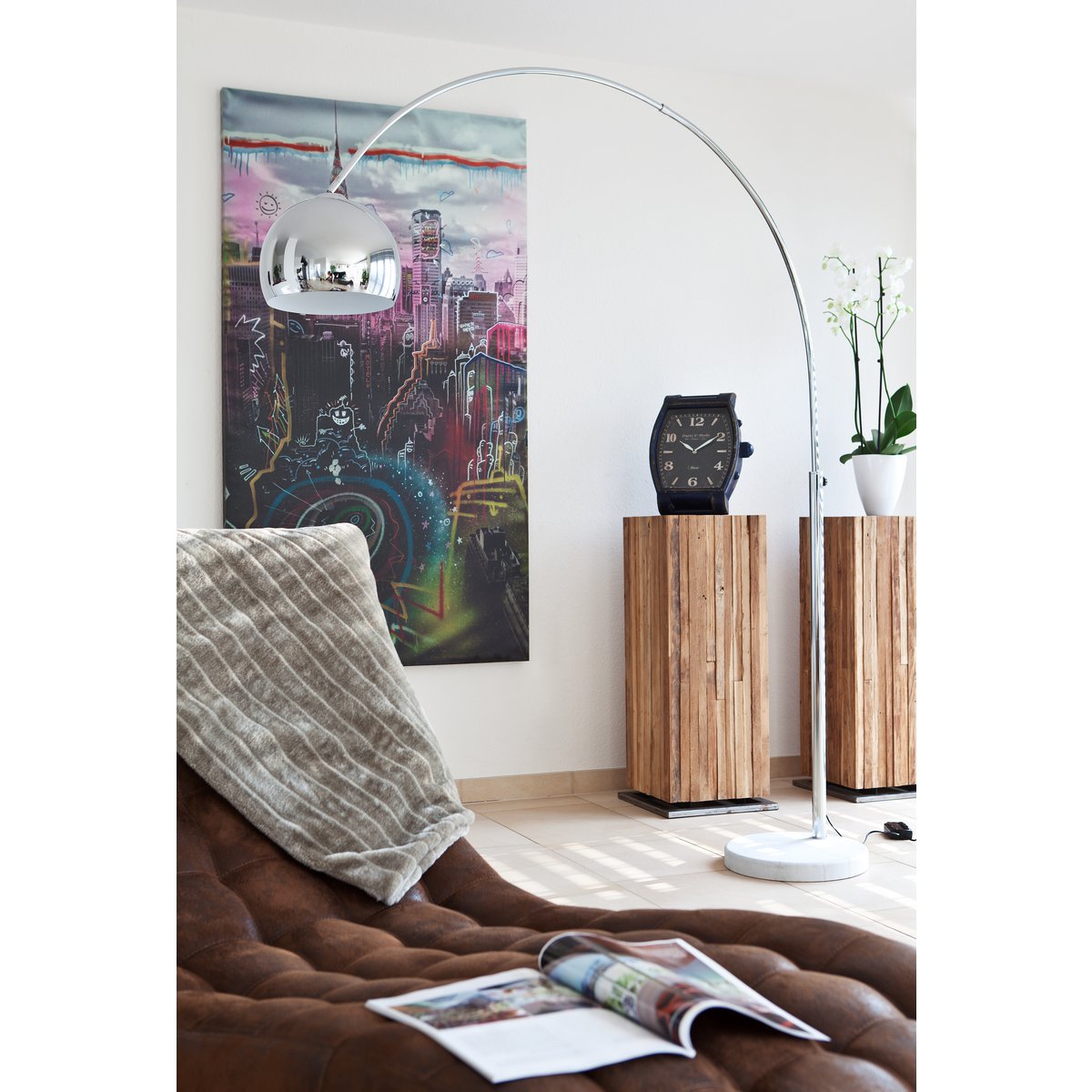 Arc lamp 208 cm chrome
