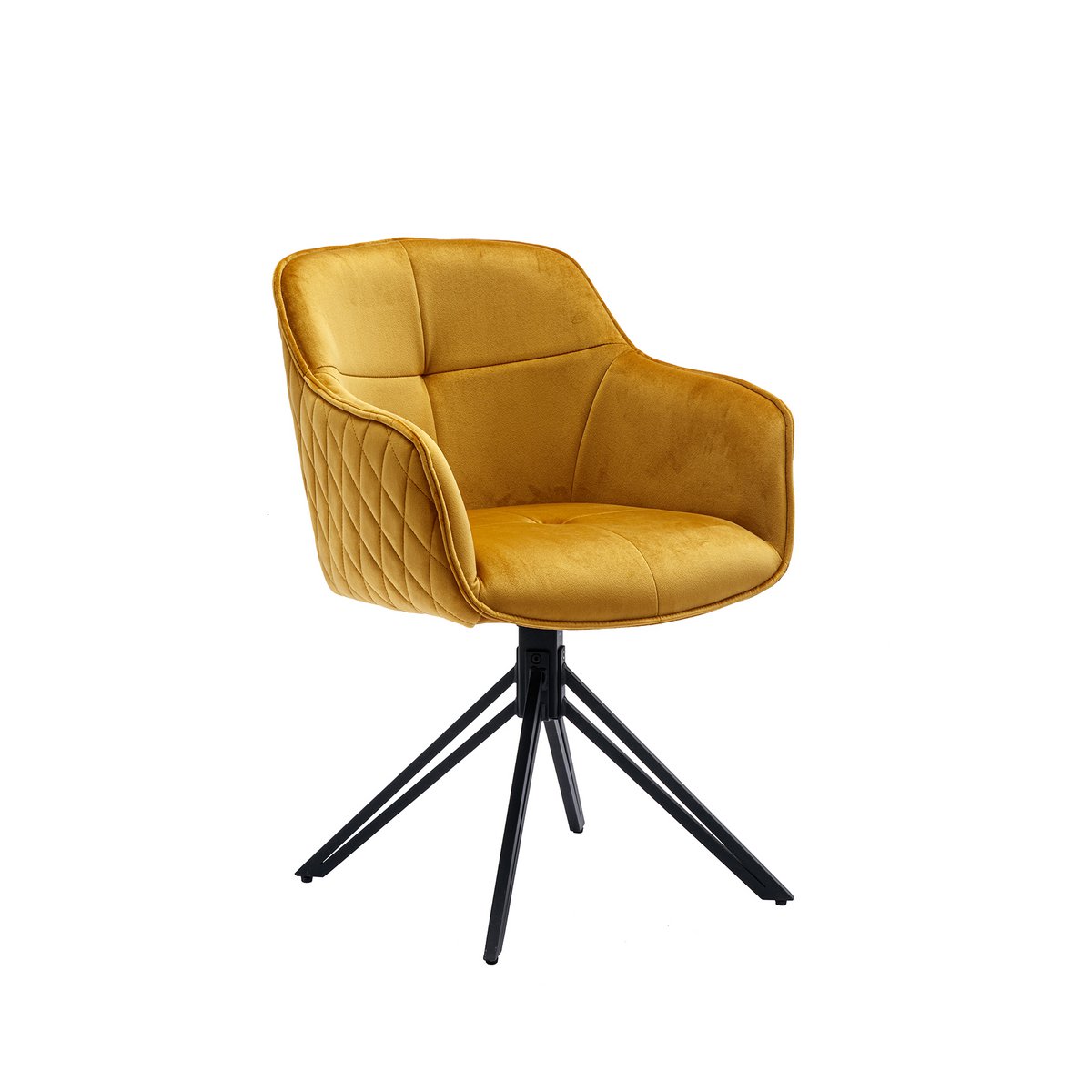 Armchair with yellow honeycomb quilting