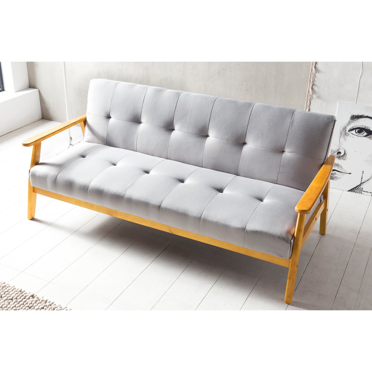 Sofa bed 190x85x81 cm light gray woven fabric