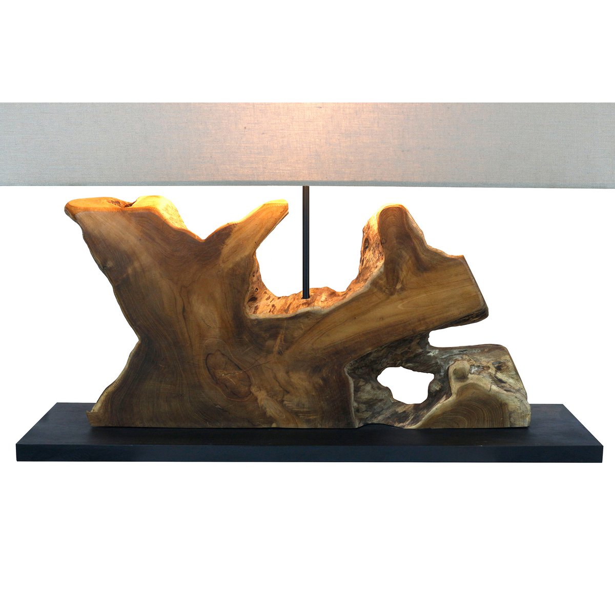 Tischleuchte Treibholz/Leinen Natur 59 cm
