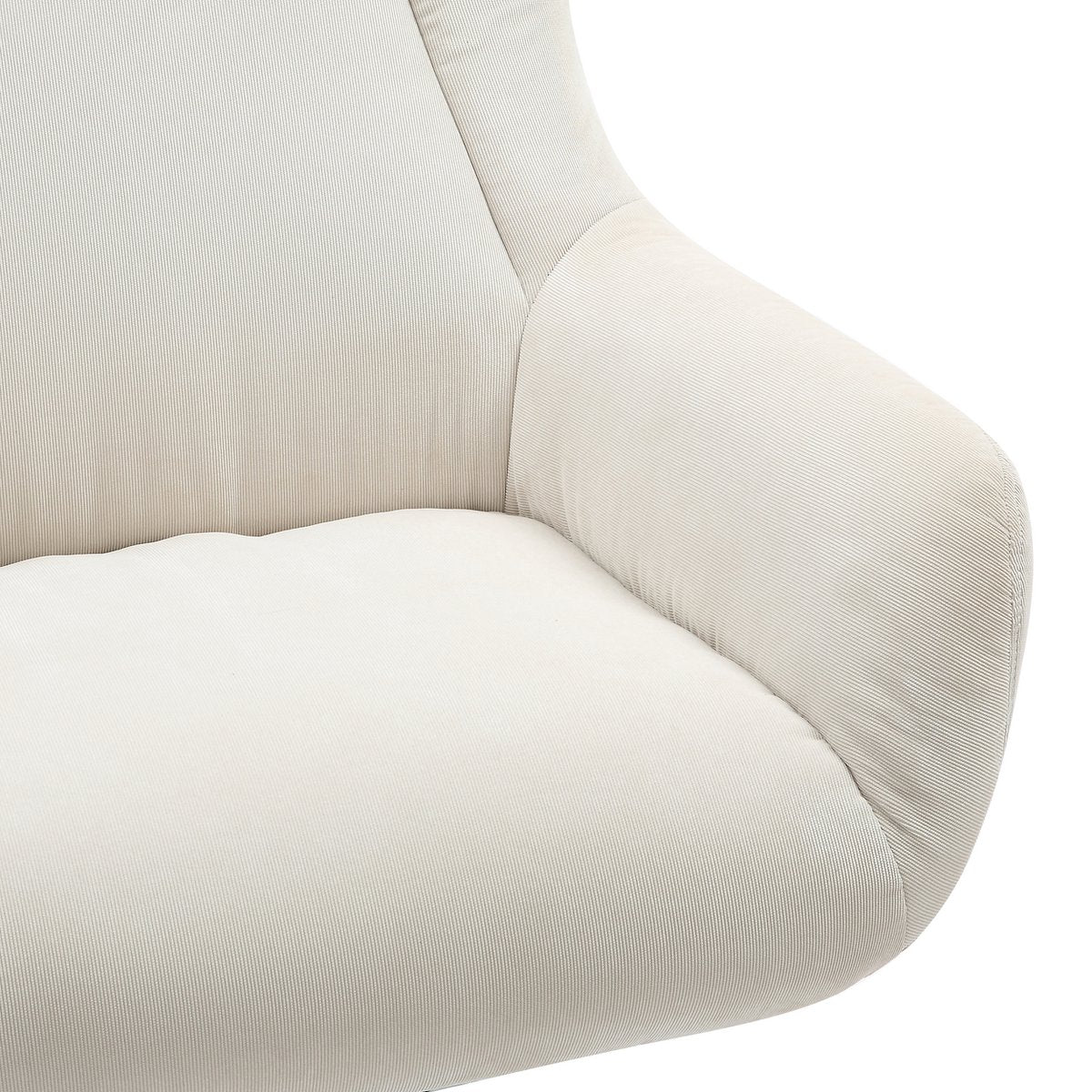 Armchair and stool corduroy look beige