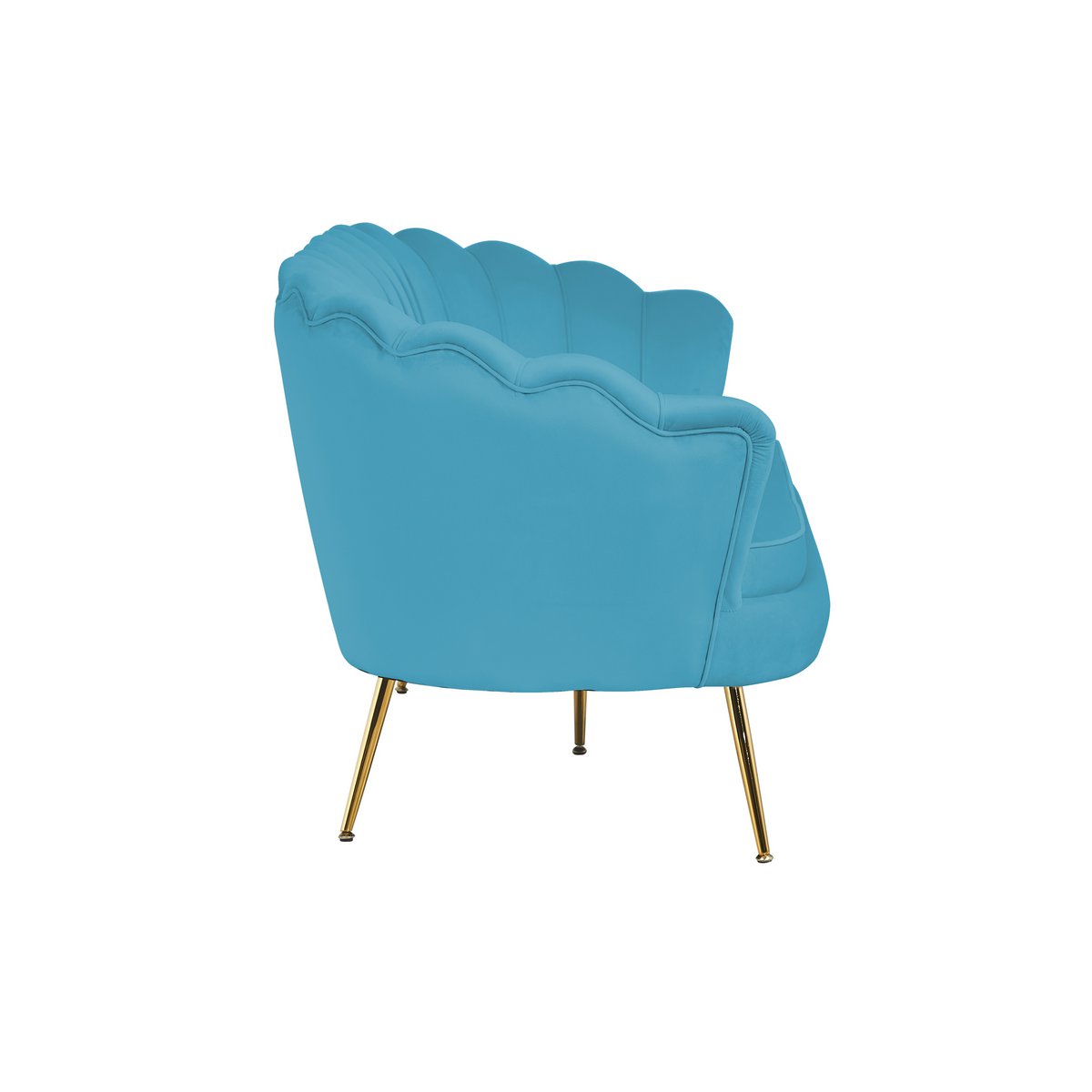 Shell sofa 3 seater in velvet blue