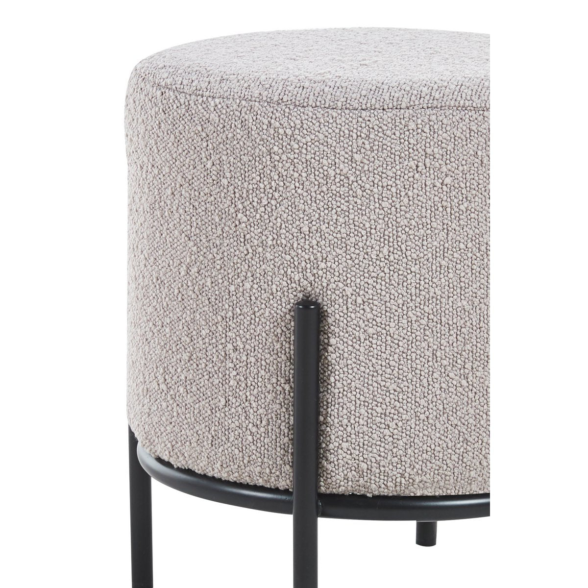 Polsterhocker Ø35 cm Bouclé Stoff Taupe