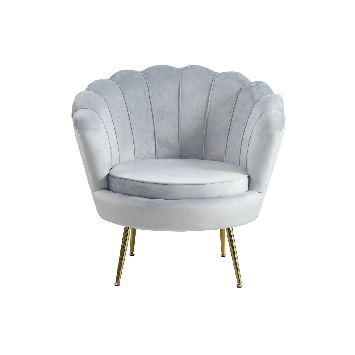 Velvet shell armchair in light grey