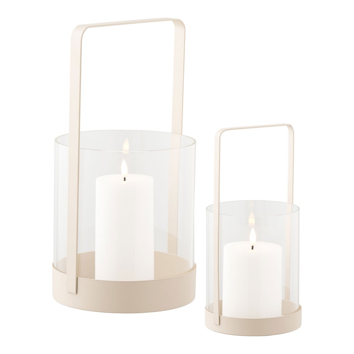 Kerzenhalter Hurricane, Glas/Metall, beige, 2er-Set