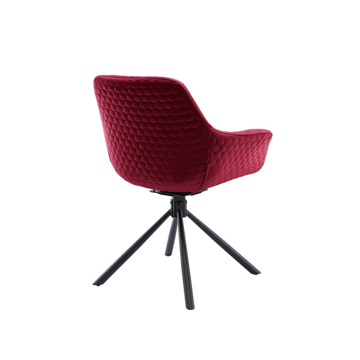 Armchair with honeycomb quilting in red velvet
