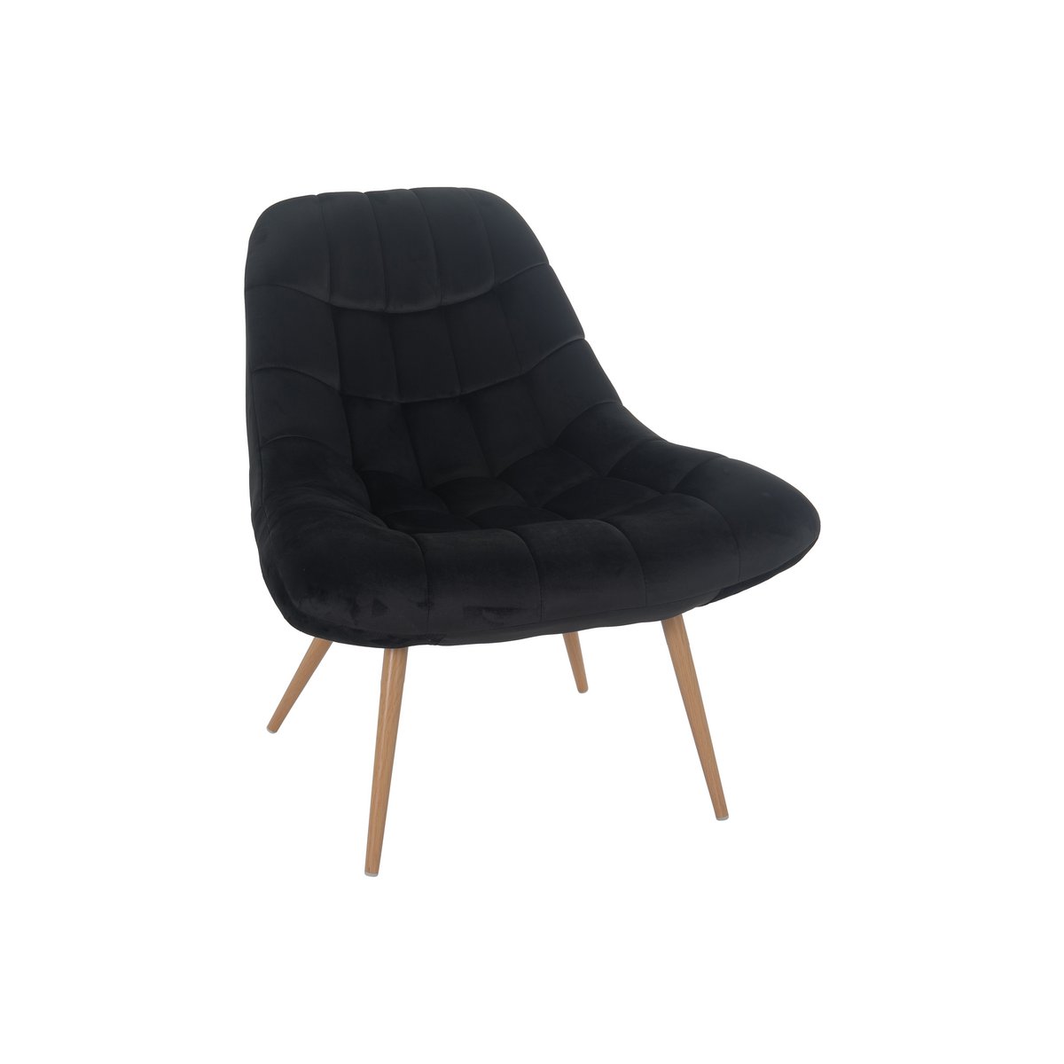 Armchair XXL velvet black metal wood look