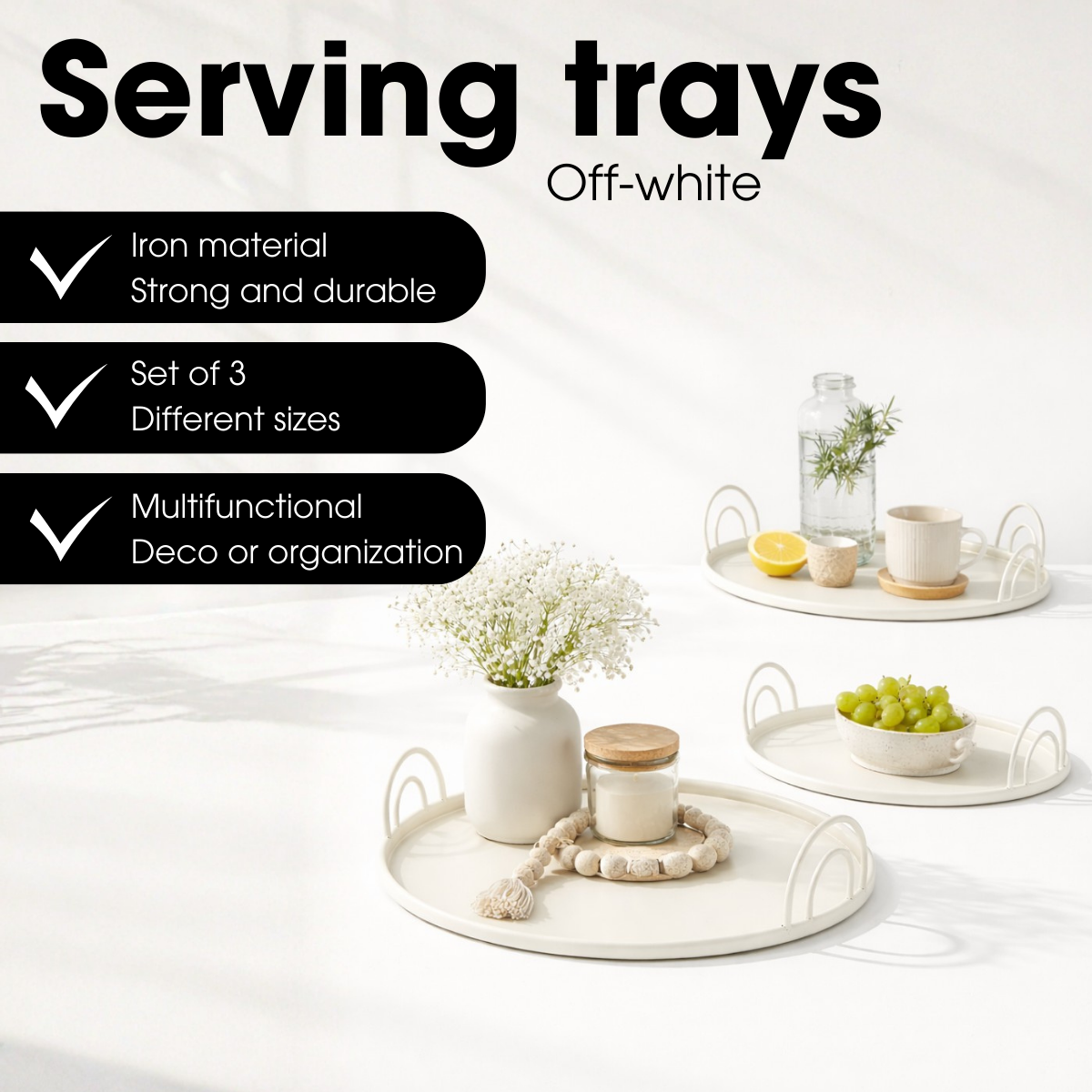Tablett OffWhite Cremeweiß