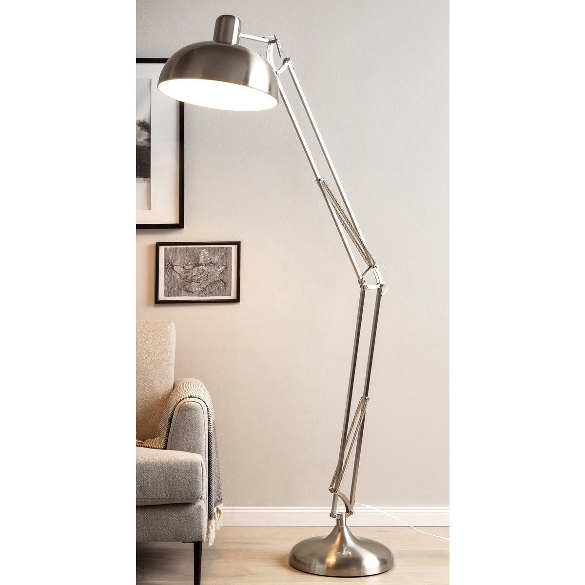 Industrial floor lamp steel adjustable