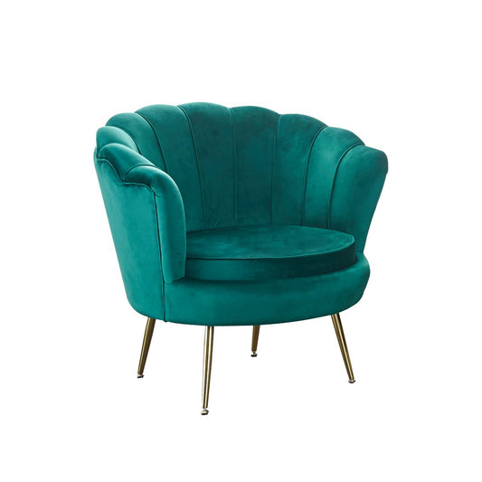 Velvet shell armchair Green
