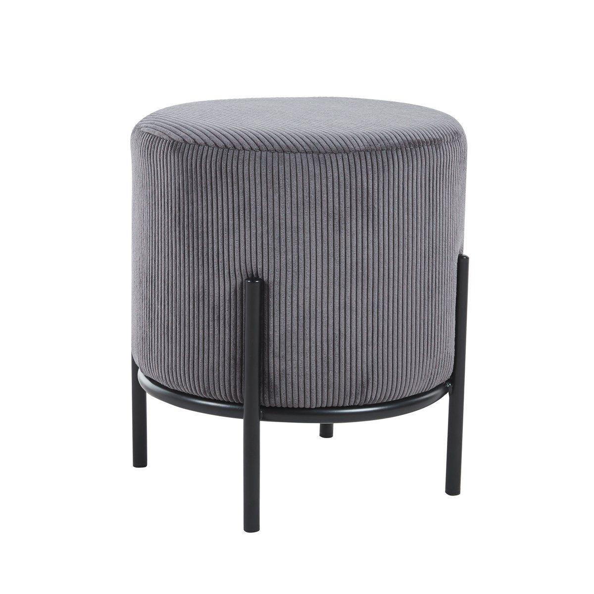 Polsterhocker Ø35 cm Cord Optik Grau