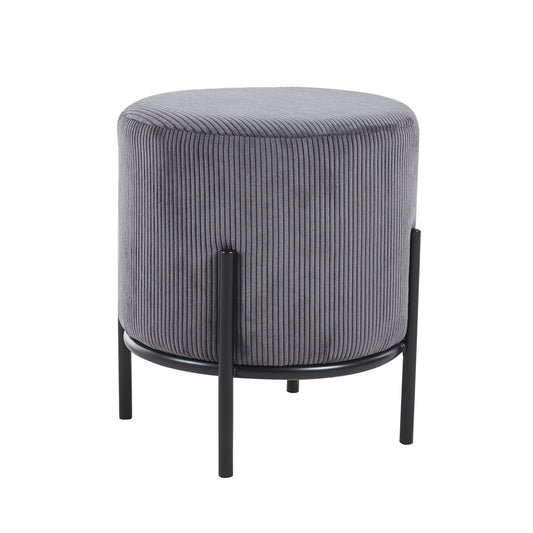 Polsterhocker Ø35 cm Cord Optik Grau