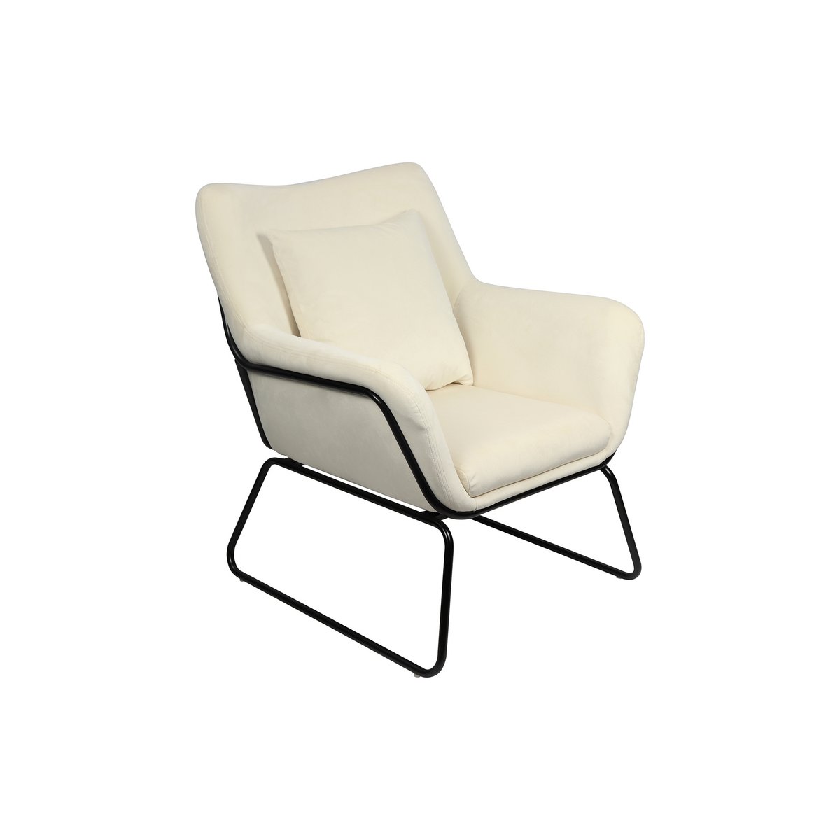 Lounge chair upholstered in beige velvet