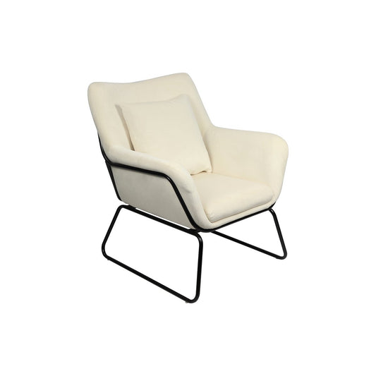 Lounge chair upholstered in beige velvet