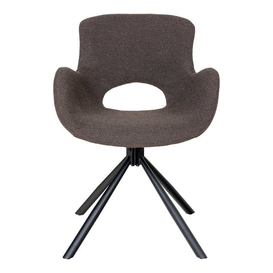 Amorim Esszimmerstuhl – Mushroom Bouclé, schwarzes Drehgestell – 2er-Set