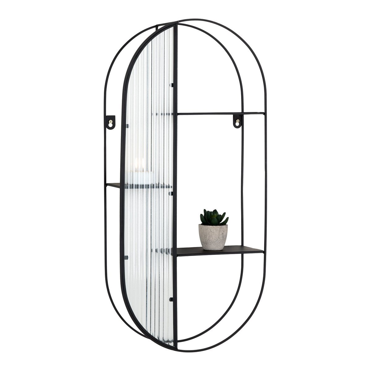 Newcastle Shelf - Regal, Stahl/Glas, schwarz, 3 Regale, 32x11x68 cm