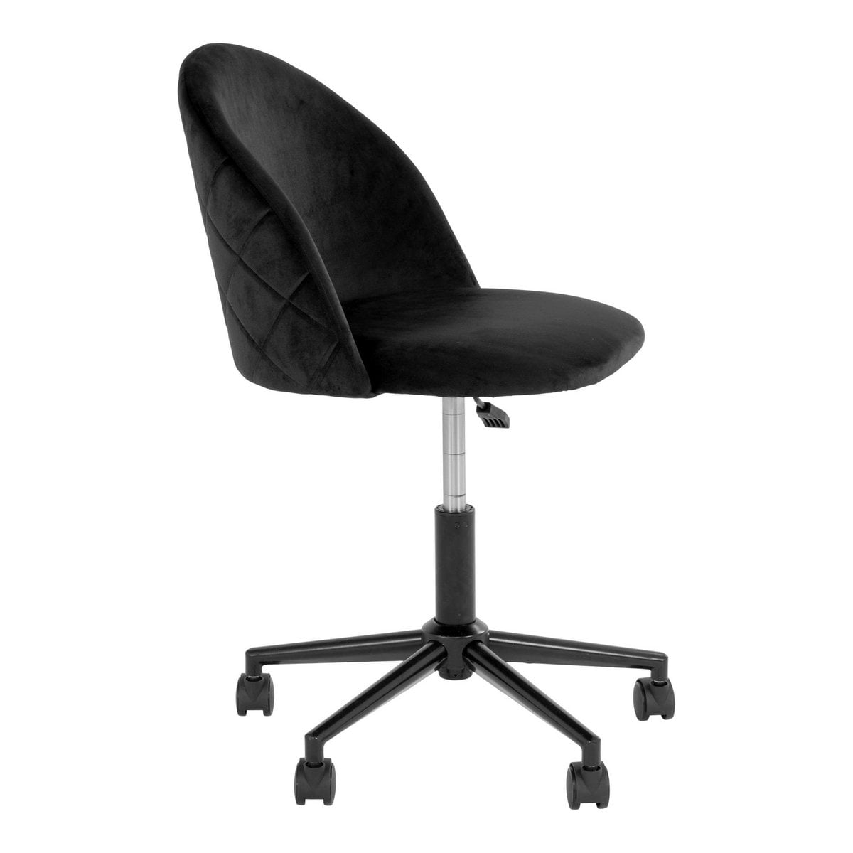 Geneve Bürostuhl – schwarzer Samt, schwarze Beine, 55 x 55 x 73 cm