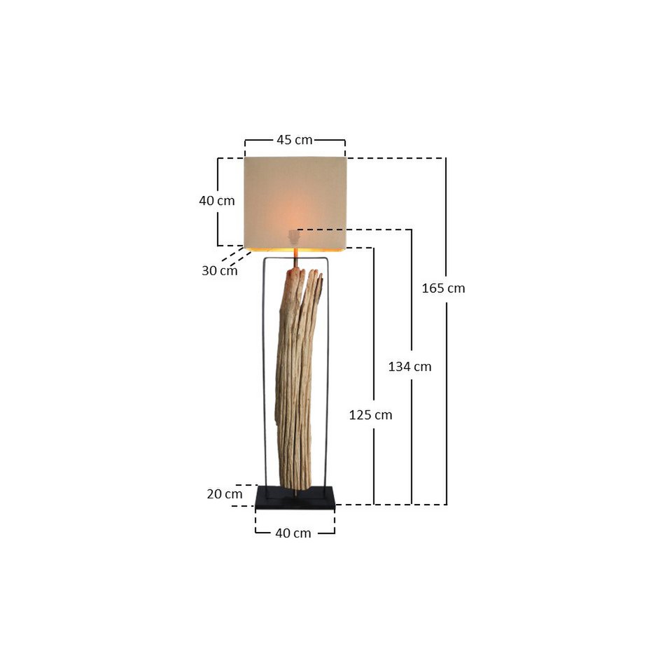 Stehleuchte Treibholz Natur/Beige 165 cm