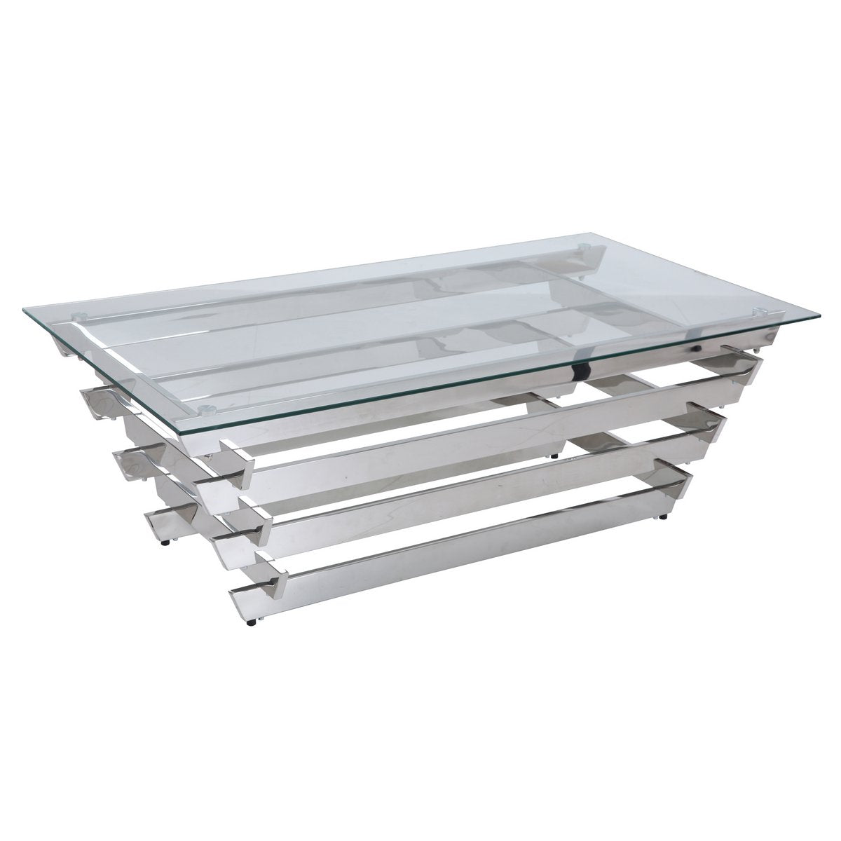 Coffee table 130x70 cm silver/clear glass