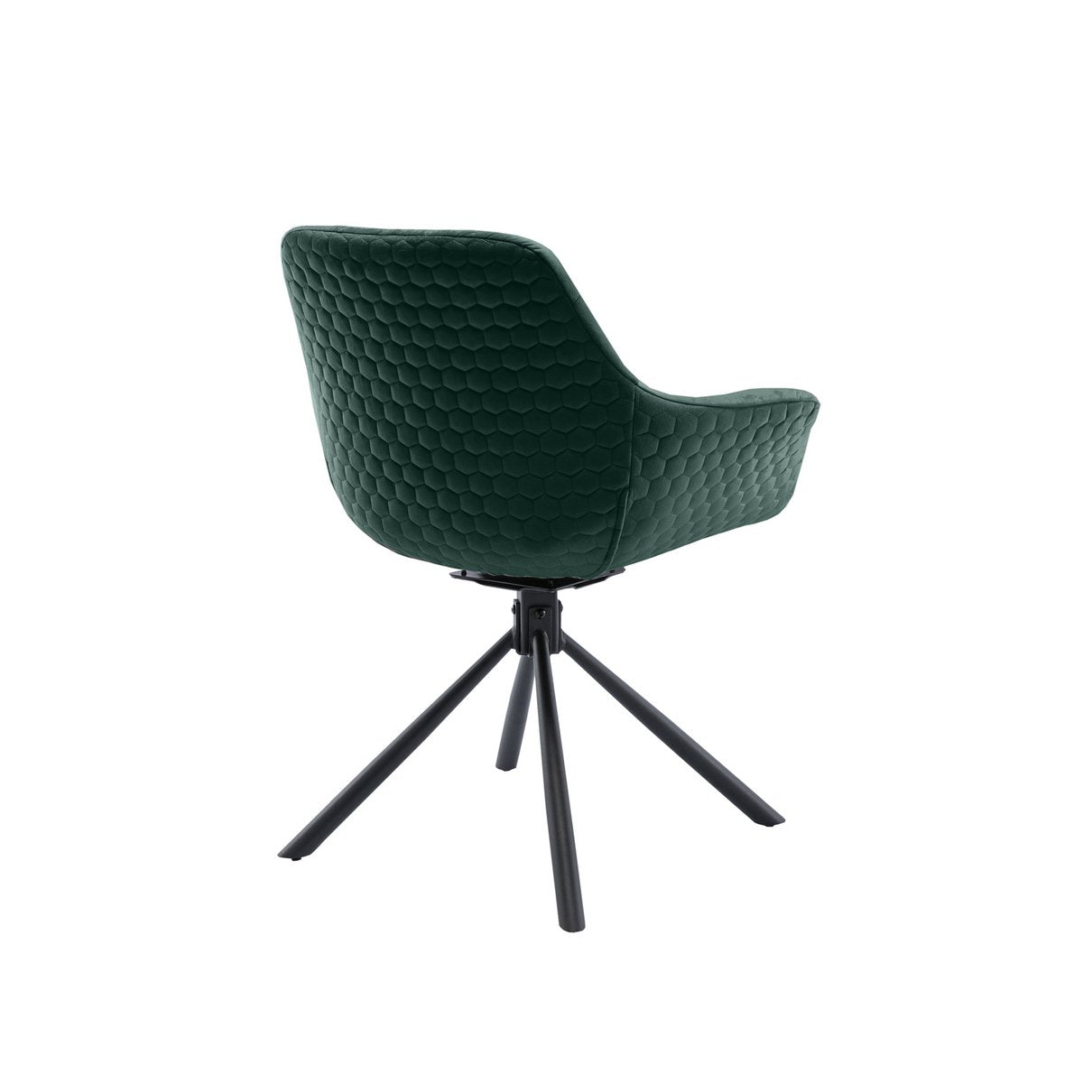 Armchair with honeycomb quilting in fir green velvet