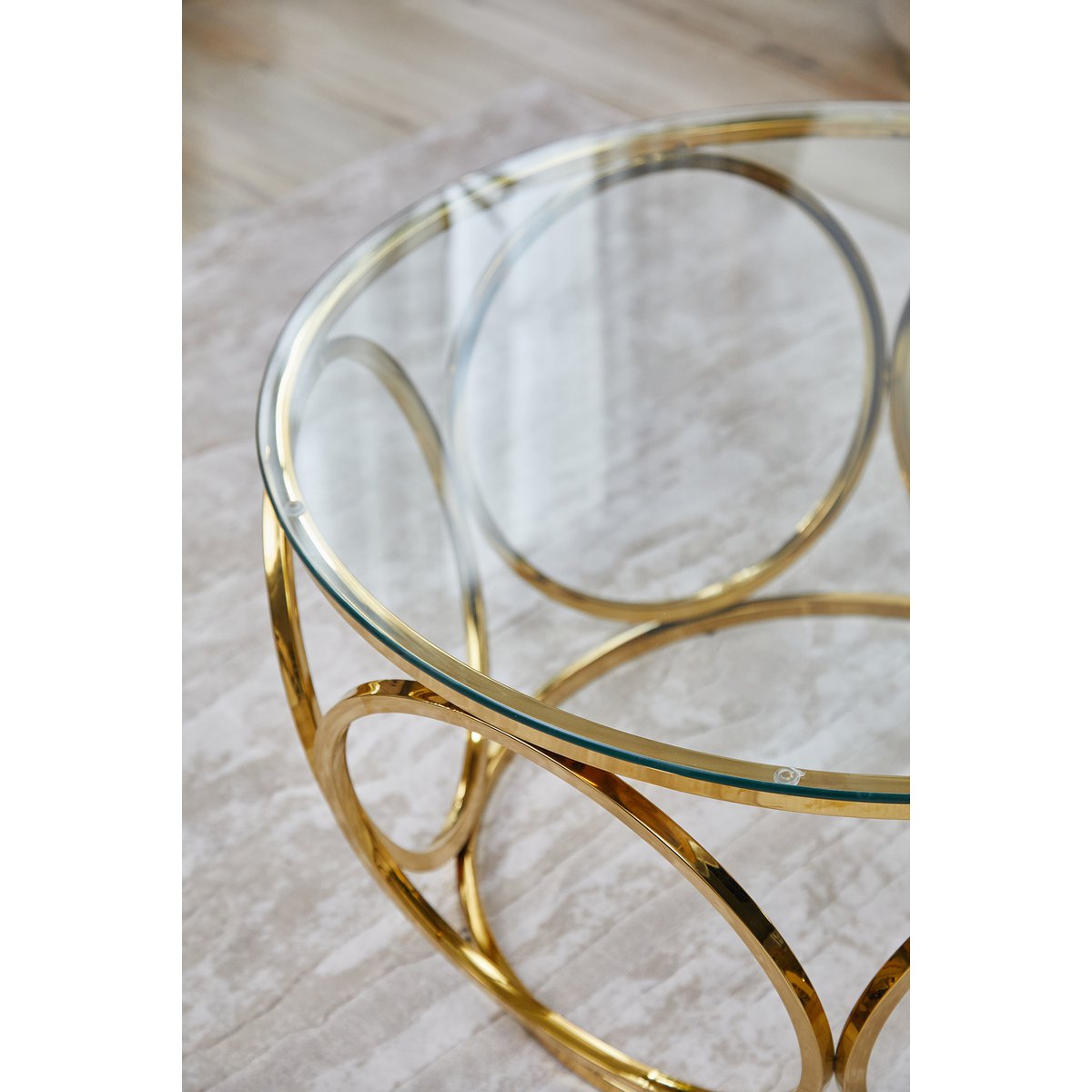 Coffee table Ø 80 cm gold/clear glass
