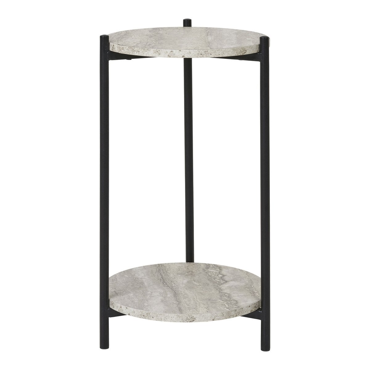 Leuven Beistelltisch - Schwarz/Beige, Stahl, MDF, Ø27x46cm