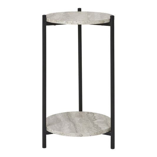 Leuven Beistelltisch - Schwarz/Beige, Stahl, MDF, Ø27x46cm