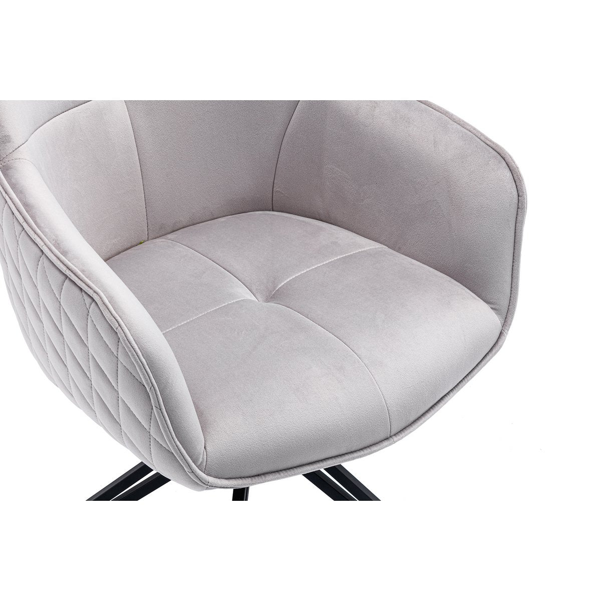 Armchair with honeycomb quilting in light gray