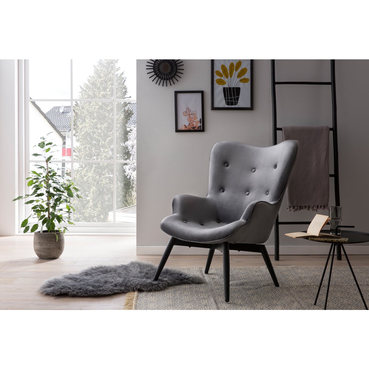 Armchair gray velvet