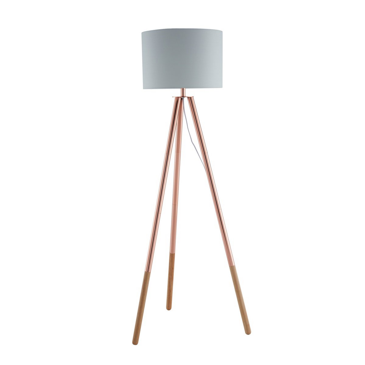 Floor lamp with textile shade copper / white