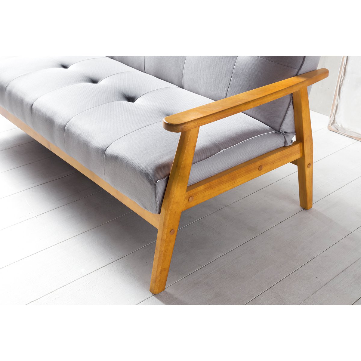 Sofa bed 190x85x81 cm light gray woven fabric