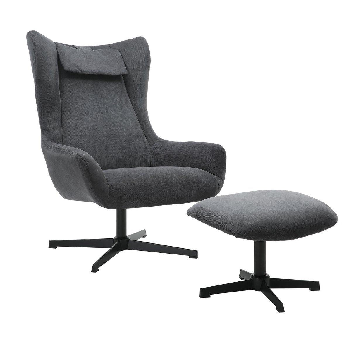 Sessel und Hocker Cordoptik Grau