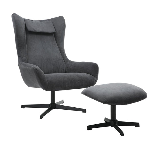Sessel und Hocker Cordoptik Grau
