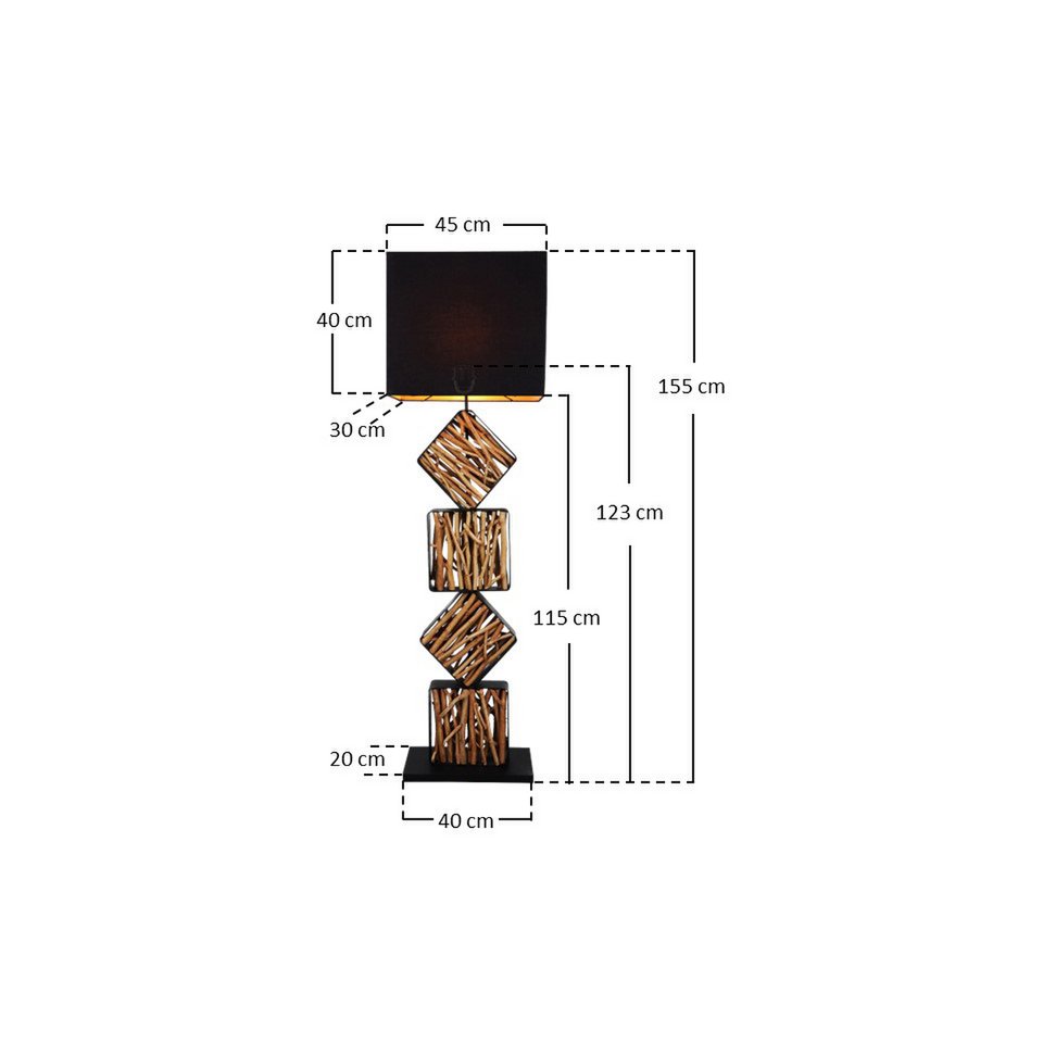 Floor lamp driftwood natural/black 155 cm