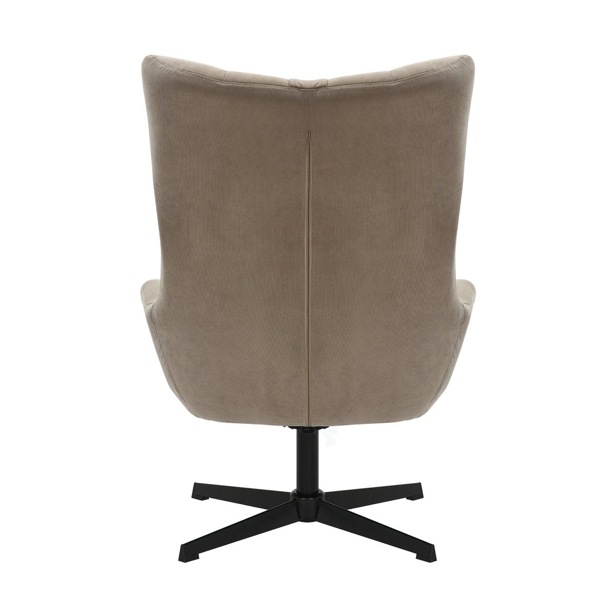 Armchair and stool corduroy look brown
