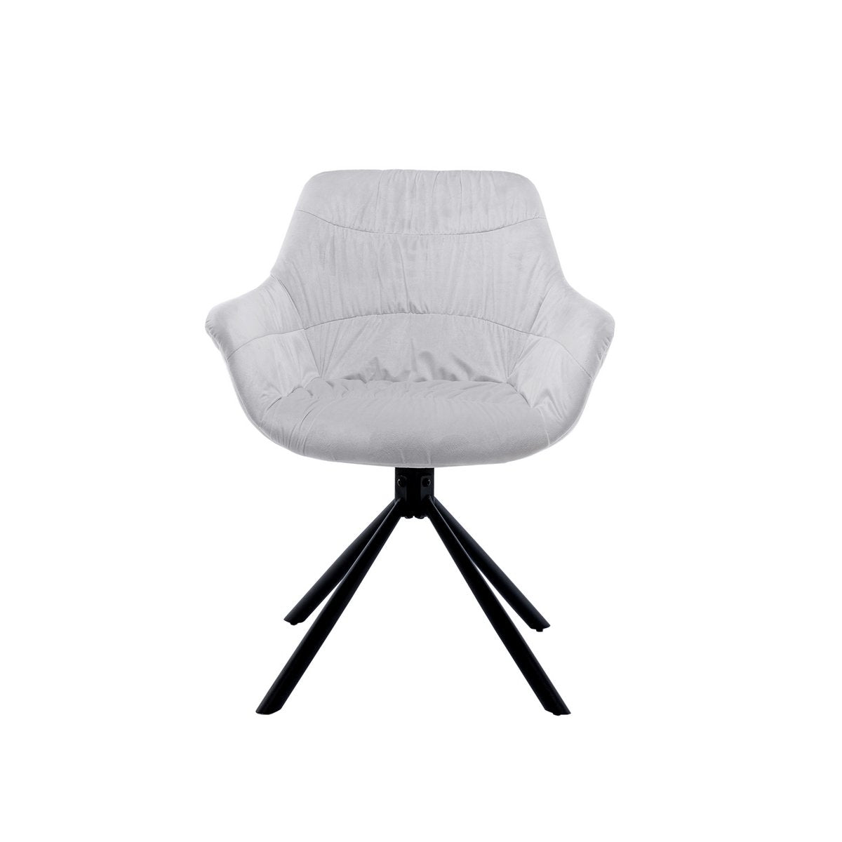 Armchair with honeycomb quilting in light gray velvet