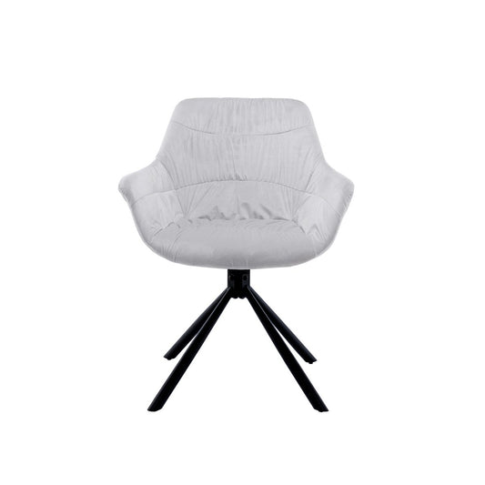 Armchair with honeycomb quilting in light gray velvet