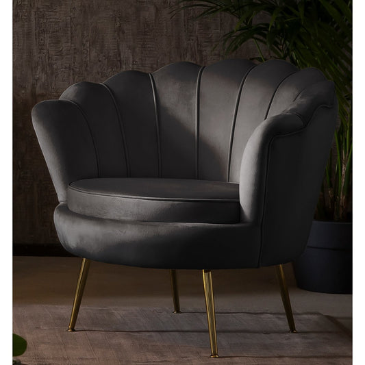Black velvet shell armchair