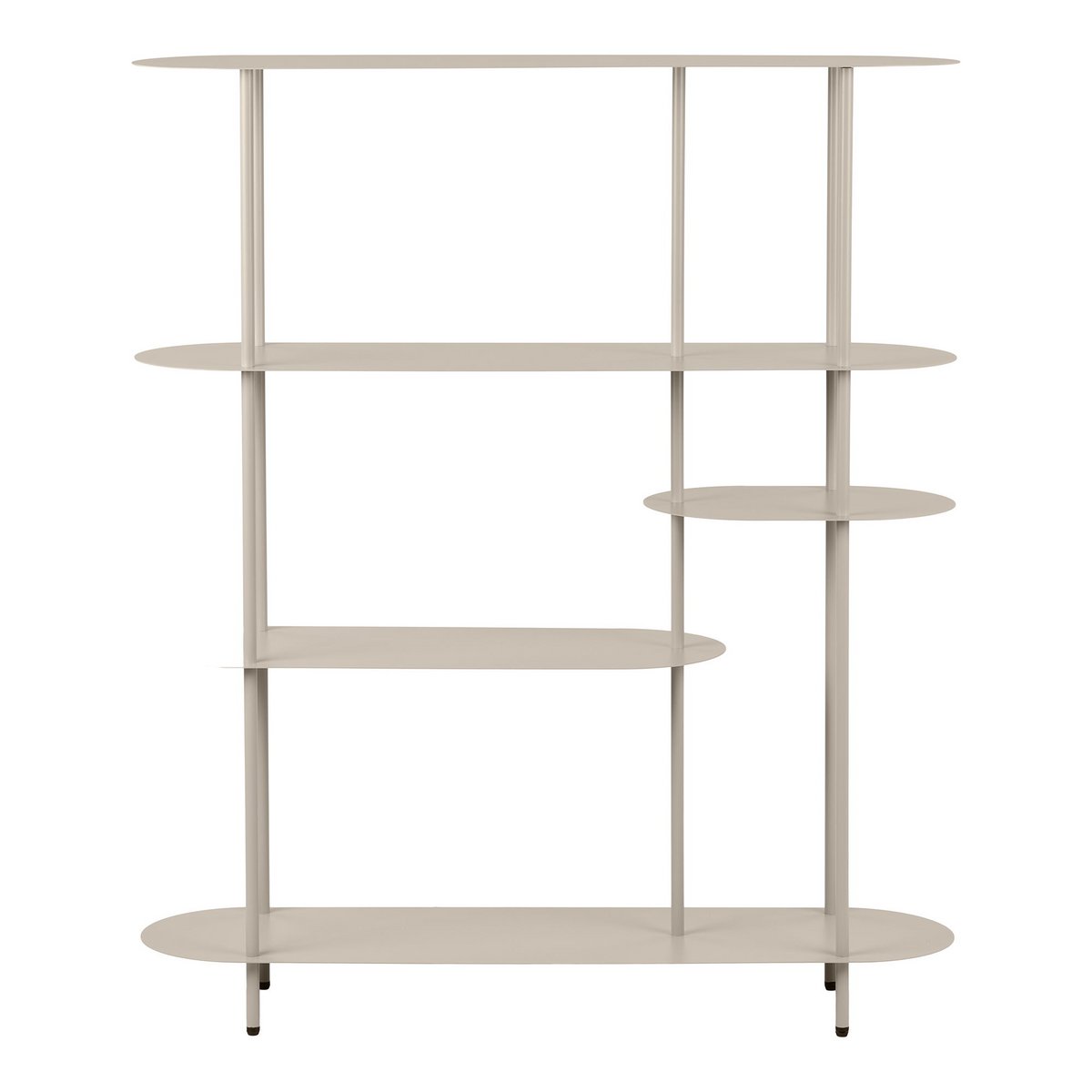 Rieti Regal, 5 Regale, asymmetrisch, Metall, Sand, 31x118x139 cm
