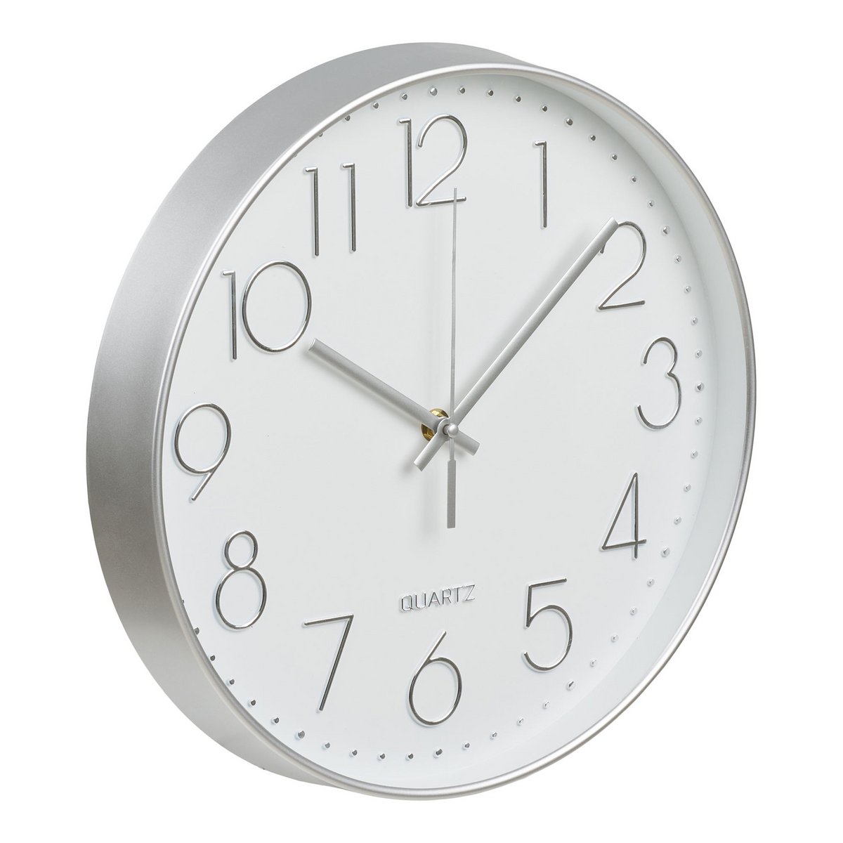 Lalibela Wanduhr, Silber, geräuschloses Uhrwerk, ø30 cm