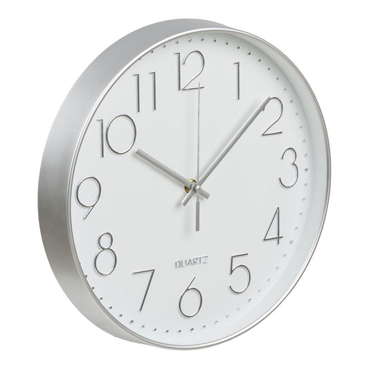 Lalibela Wanduhr, Silber, geräuschloses Uhrwerk, ø30 cm