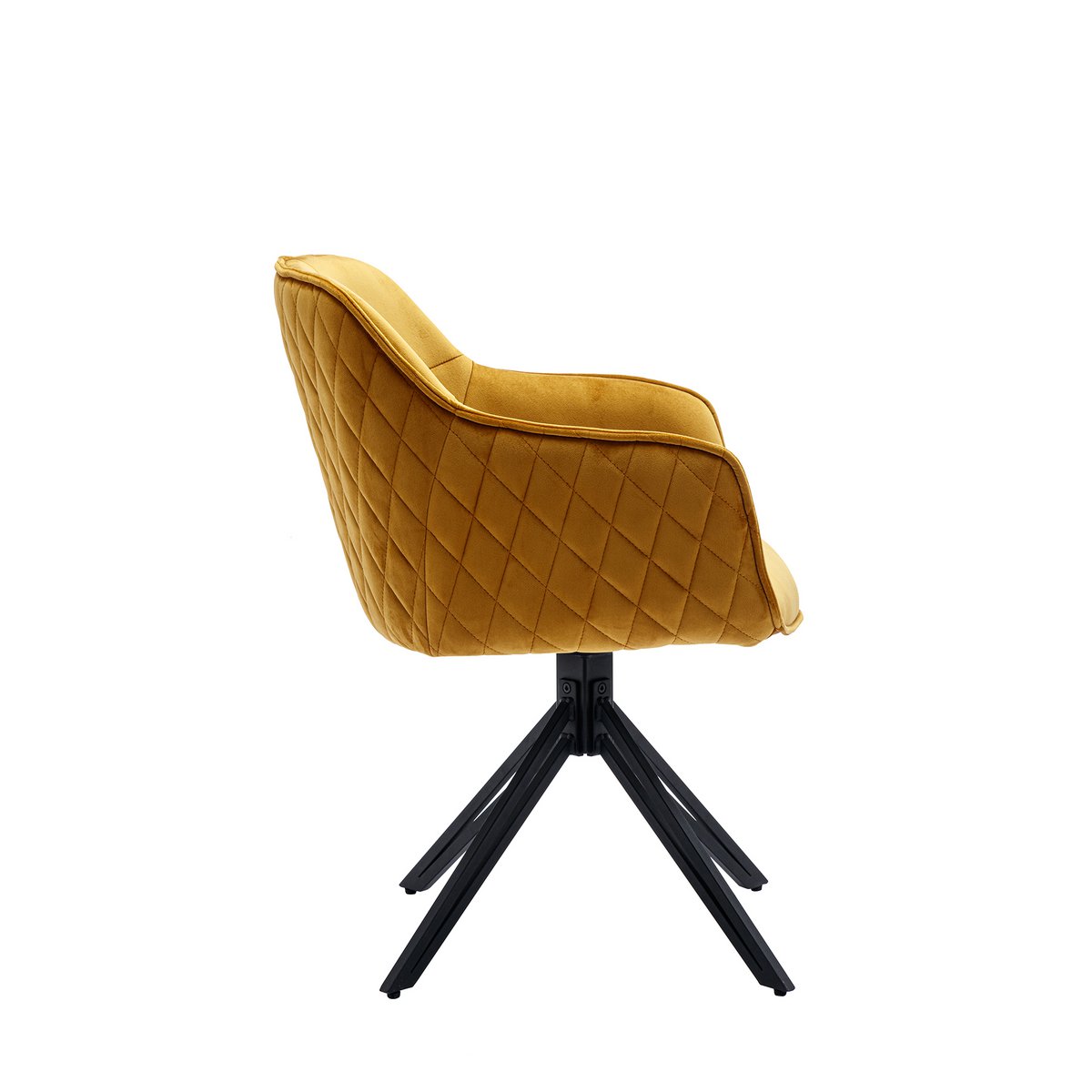 Armchair with yellow honeycomb quilting