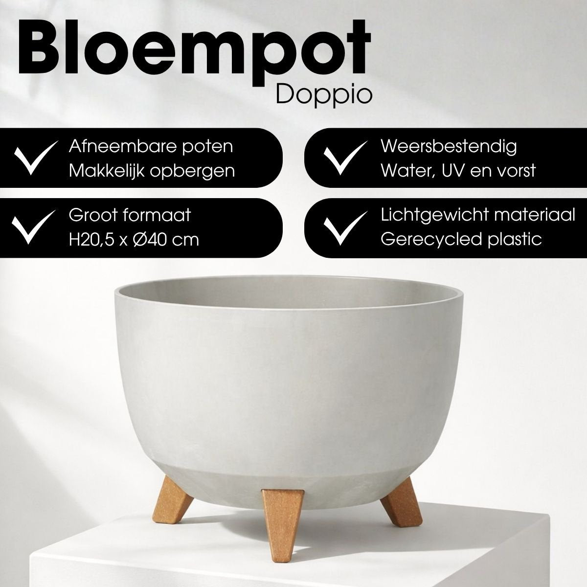 Outdoor-Pflanzgefäß Doppio Grey