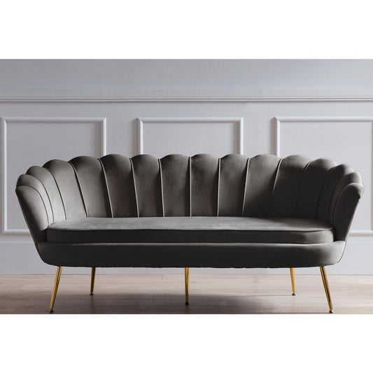 Shell sofa 3 seater in black velvet